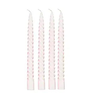 Luces Paraffin Wax Smokeless Scented White Colour Twisted Stick Candles Decorations for Living Room Pack of 4