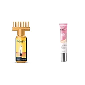 Indulekha Bhringa Hair Oil, 100ml And Ponds White Beauty BB+ Fairness Cream 01 Original, 18 g