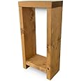 BLU Coast Eling Solid Wood Side Table, Narrow Hallway Table with Storage Shelf, Handmade Rustic Lamp Table, Small Living Room Stand, 35cm x 60cm – Medium Oak