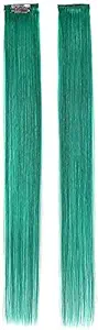 Confidence Hair Streak Colored Extension Highlighter for Women (Green,Set Of 2)
