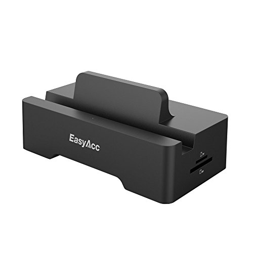 EasyAcc USB Lade und Datenstation inkl. SD / Micro SD Kartenleser, 3 USB Daten Ports, 2 USB Ladeanschlüsse und Freihandbenutzung für Smartphones, Tablet PCs, Tastaturen, Mäuse, USB Sticks und vieles mehr