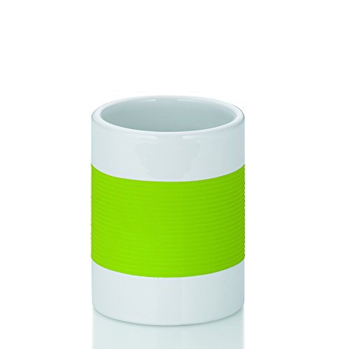 Kela 390158, 3-tlg. Badset, 1 Flüssig-Seifenspender/ 2 Becher, Keramik, Laletta, Grün - 3