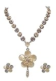 Kabello Designer Rose Gold Style Necklace with Earrings for Women, Exclusive Gifts Ideas for Diwali Special, 25 Grams, Peach, Pack of 1
