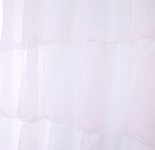 GWELL Supersanft Weiß Volant Gardine Transparent Voile Vorhang Schal mit Ösen TOP QUALITÄT für Wohnzimmer Schlafzimmer - 4