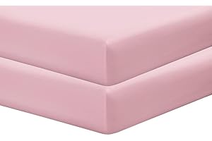 noah's linen Pack of 2 Cot Bed Fitted Sheets 100% Cotton 200 Threads Count:-Hypoallergenic-Elasticated-Breathable-Soft (70 Cm X 140 Cm, Baby Pink)