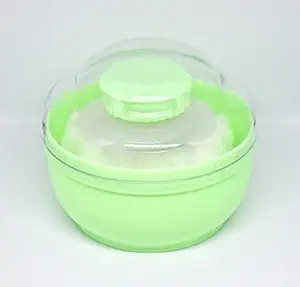 THE LITTLE LOOKERS Portable Baby Skin Care Baby Powder Puff with Box Holder Container for New Born and Kids for Baby Face and Body (Green)