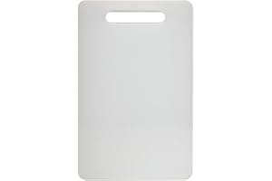 Fotouzy Plastic Utility Cutting Board with Handles, Food Safe PP Material, BPA Free, Dishwasher Safe, Thick Chopping Board, Large Size, Easy Grip Handle, for Kitchen (White)