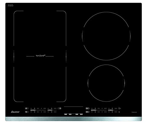 Sauter SPI4664X Table de Cuisson Induction - 4 foyers - 7200W - L60 x P51cm - Revêtement verre - Inox - Fabrication Française