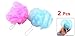 Mesh Soft Bath Sponge Body Pouf Shower Scrubber Blue Fuchsia 2 Pcs