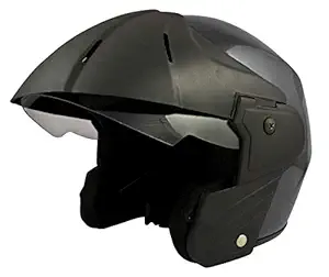 Sage Square Deltz Power (ISI Marked) Open Face Helmet for Men, Women (Grey Glossy) (Small)