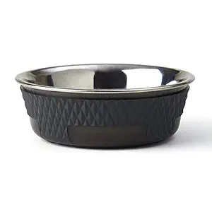 PetRageous 16018 Kona Stainless-Steel Non-Slip Dishwasher Safe Dog Bowl 1.75-Cup 5.5-Inch Diameter 1.75-Inch Tall for Small and Medium Dogs and Cats, 14-Ounce, Gray