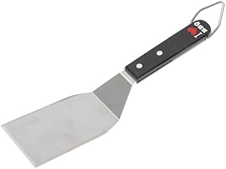 RUECAB Stainless Steel Barbecue raclette Scraper with Wooden Handle, Black/Red/Grey, 5 x 7, 2 x 28 cm, 2003