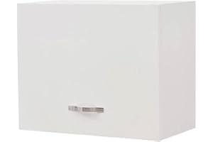 Shally Dogan Pensile da Cucina, Sopracappa, Armadio in Legno Armadietto Multiuso da Muro a Ribalta Spazioso, Dimensioni 60 x 32 x 49H cm (Bianco)