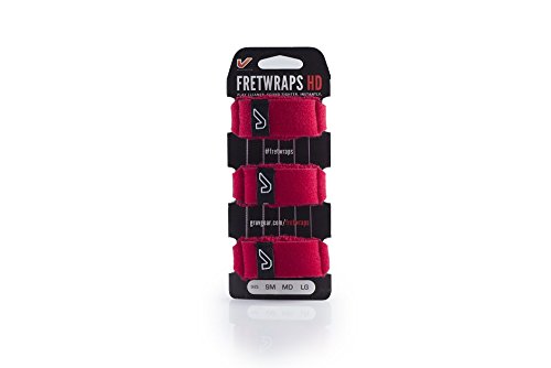 GruvGear HD-FretWrap - Pack de 3 accesorios de amortiguación/sordina profesional (tamaño pequeño), color azul celeste, rojo