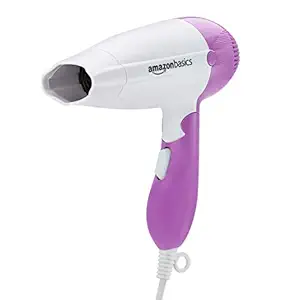 AmazonBasics 1200 Watts Compact Hair Dryer with Foldable Handle- Purple