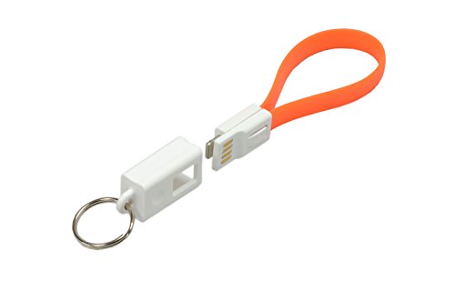 Premium Lightning USB Kabel bunt als Schlüsselanhänger Ladekabel Sync-Kabel 2A-fähig A-Stecker auf Lightning-Stecker Flachkabel für Apple 5 5C 5S 6 6S 7 7S plus in Orange - 2