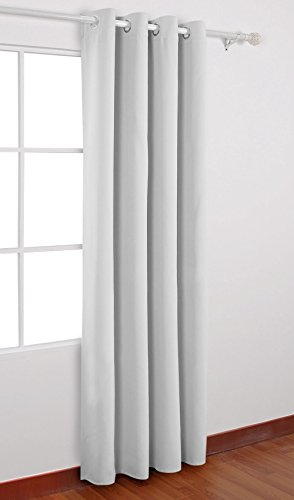 Deconovo Verdunkelungsgardine mit Ösen Gardinen Wohnzimmer Vorhang Blickdicht 260×140 cm Grau Weiß - 2