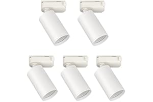 Popp Foco Portalámparas carril en Monofasico GU10 hasta máx 10W (Bombilla no incluida) Blanco orientable interior moderno (Pack 5 unidad, Blanco)