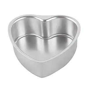 SKARS Heart Shape Aluminium Baking Cake Mould | Cake Pan | Cake Pot ( 8 Inch Length, Height- 2 Inch), Silver