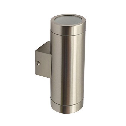 Grafner® Edelstahl Außenleuchte Wandlampe Up and Down eckig Aussenlampe poliert 2x GU10