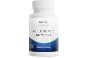 Huile de foie de morue pure – Immunité, Os, Cœur, Vision – Riche en Oméga-3, Vitamines D & A & E - 1g/j - Hautes Qualité & Concentration - Pêche durable - 60 Capsules marines (1 mois) - Dynveo