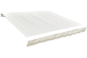 AUVYI Markisenbespannung Canvas Creme 6x3 m (ohne Rahmen) Markisen Ersatzstoff Markisenstoff Wechseln Balkonmarkisen Sonnenschutz Stoff Außen Markisenstoff Wasserdicht Hochwertiges Ersatztuch