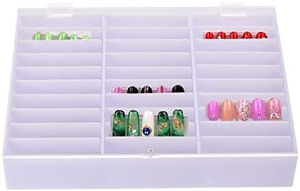 Nail Display Box, 30 Grids Nail Storage Box White Acrylic Adjustable Display Case for Organize Eyelash Jewelry Beads Nail Art Rhinestone Diamonds Earrings Necklace