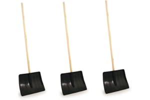 MONAL Snow Shovel Heavy Duty 120cm Long Wooden Handle Winter Outside Garden Car Spade Plastic Head Mucking Out Snow Waste Pusher Scooper 42cm - Set of 3