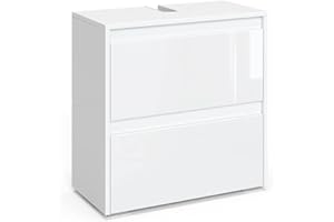 ‎VICCO Vicco Waschbeckenunterschrank Majest, Weiß/Weiß Hochglanz, 60.2 x 62.1 cm