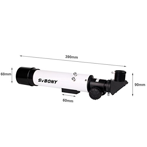 Svbony SV-25 Telescopio Rifrattore 420/60mm Adatto per Bambini o Appassionati di Astronomi con Adattatore per Installare il Smartphone (Bianco)