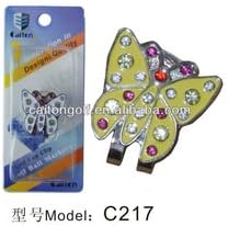 Golf Ball Marker on Magnetic Clip "Yellow Butterfly"