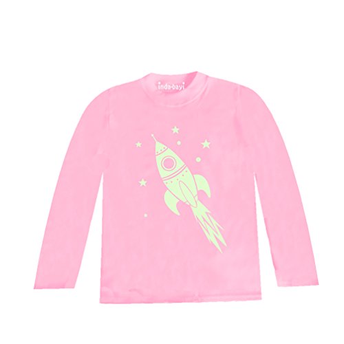 Inda-Bayi Baby-Toddler-Kids Cotton Long Sleeve T Shirt - glow in the dark rocket
