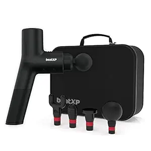 beatXP Bolt Prime Deep Tissue Massage Gun with Case (4000 mAH Battery) - Percussion Cordless Massager for Full Body Pain Relief of Neck, Back, Foot for Men & Women with 1 Year Warranty - Black