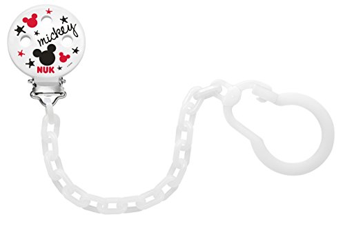 NUK 10256312 Disney Mickey Mouse Saugerkette, mit Clip zur sicheren Befestigung des Schnullers an Baby‘s Kleidung, 1 Stück, Farbe nicht frei wählbar - 3