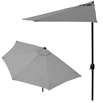 [casa.pro]® [casa.pro] demi-parasol (Ø300cm) (gris) parasol à manivelle / parasol de marché / parasol de jardin / en demi-cercle