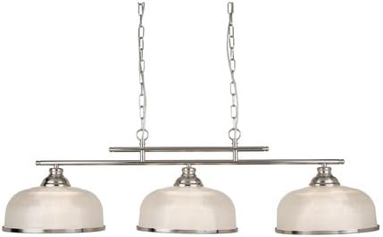 Searchlight 3593-3SS Bistro II Three Light Ceiling Bar Light in Satin Silver with Glass Shades