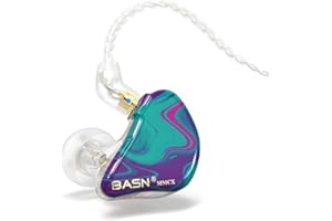 BASN MMCX Triple Driver in-Ear Monitors with Rich Bass, HiFi Stereo IEM Earphones with Upgraded Detachable Cables for Audiophiles Musicians(Purple Aurora)