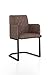 Produktbild Woodkings® Schwingstuhl Clinton Freischwinger mit Armlehne schwarz Metall und Kunstleder marmoriert braun, Esszimmerstuhl mit Armlehne modern, Designstuhl, Metallstuhl, Küchenstuhl bequem