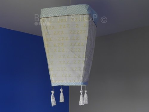 Fabric Lantern Lamp Shade for Nursery / Bedroom Cream & Aqua