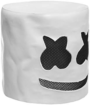 Funnyrunstore Fashionable Halloween Party Night Club Latex White Mask Adult DJ Marshmello Mask Cosplay Costume Helmet(white & black)