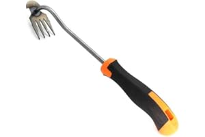 URIJK 2023 New Weeding Artifact Uprooting Weeding Tool-Premium Manganese Steel Forged Weed Puller 4 Teeth Dual Purpose Weeder Hand Weeder Tool Stand Up Weeding Tool with Handle for Garden Yard Farm Removal