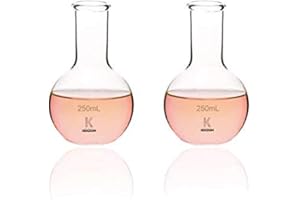 LABBOX KENZIUM - Set di 2 Matracci a Fondo Piatto, 250 ml di Capienza Ciascuno | Vetro borosilicato 3.3, Molto Resistente, Collo Stretto, Senza Graduazione, Ideale per Ebollizione | Laboratorio