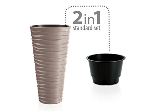 Pflanztopf Blumentopf Pflanzkübel Blumenkübel Massiv Sand Slim 3 Größen 5 Farben NEU (300 Weiß) - 6
