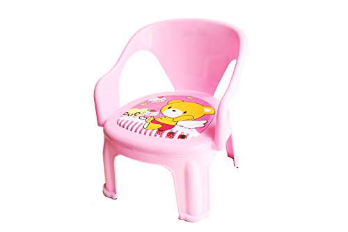 Toddlers Plastic Dining Chair With Cushion (Pink)