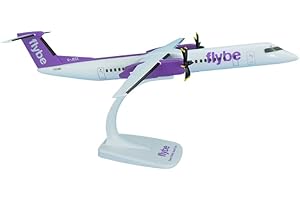 AeroClix Model Airplane Flybe 1/100 Scale Plane Bombardier Dash8-400 Q400 Model for display with stand, push together Model Aircraft for collectors