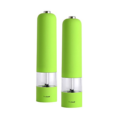 ProCook Soft Touch elektrische Salz- und Pfeffermühle Set, grün
