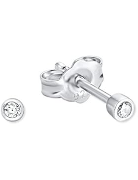 amor Damen-Ohrstecker rund glänzend 3 mm 925 Silber rhodiniert Zirkonia weiß - 395717