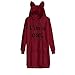 Produktbild FeiBeauty Damen-Buchstabe-Druck-Lange Hülsen-Hoodie-Katzen-Ohr-Niedlicher Strickjacke-Rock