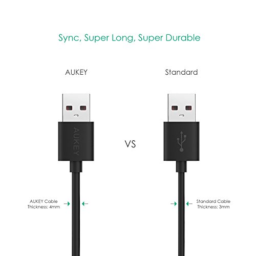 Aukey Kabel USB Micro USB 3,2 m Kabel Micro USB Sync- und Ladekabel Schnell für Android Smartphone Samsung, Tablet, Powerbank etc. (schwarz) - 4