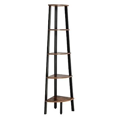 VASAGLE Étagère d'angle Vintage, Étagère d'échelle à 5 Niveaux, Rangement, avec Cadre Métallique, pour Salon, Maison, Bureau, Noire LLS35X